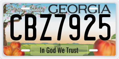 GA license plate CBZ7925
