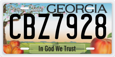 GA license plate CBZ7928