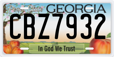 GA license plate CBZ7932