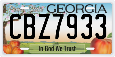 GA license plate CBZ7933