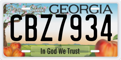 GA license plate CBZ7934