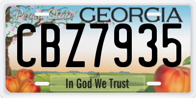 GA license plate CBZ7935