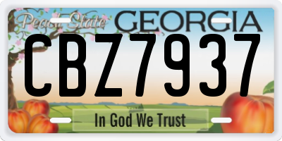 GA license plate CBZ7937