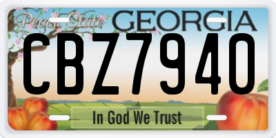 GA license plate CBZ7940