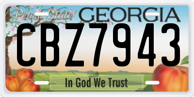 GA license plate CBZ7943