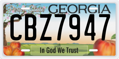 GA license plate CBZ7947