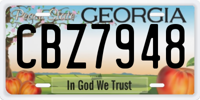GA license plate CBZ7948