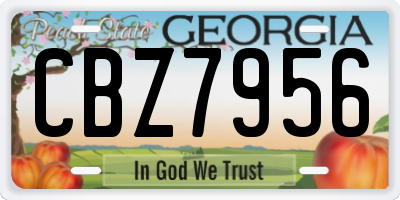 GA license plate CBZ7956