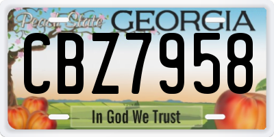 GA license plate CBZ7958
