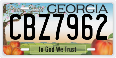 GA license plate CBZ7962