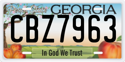 GA license plate CBZ7963