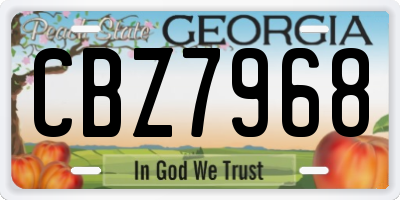 GA license plate CBZ7968