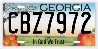GA license plate CBZ7972