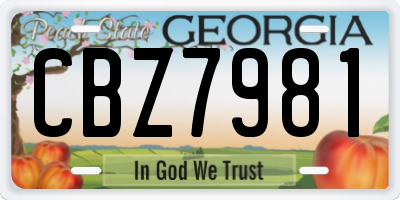 GA license plate CBZ7981