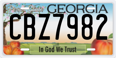 GA license plate CBZ7982