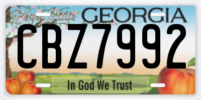 GA license plate CBZ7992