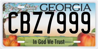 GA license plate CBZ7999