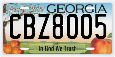GA license plate CBZ8005