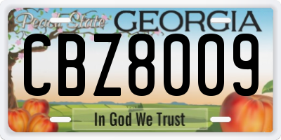 GA license plate CBZ8009