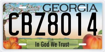 GA license plate CBZ8014