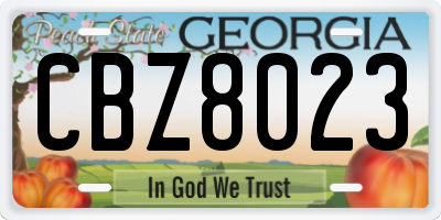 GA license plate CBZ8023