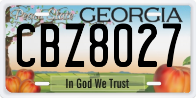 GA license plate CBZ8027