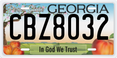 GA license plate CBZ8032