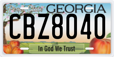 GA license plate CBZ8040