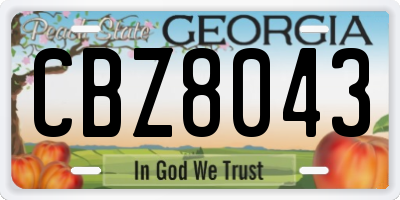 GA license plate CBZ8043