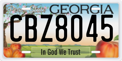 GA license plate CBZ8045