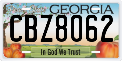 GA license plate CBZ8062