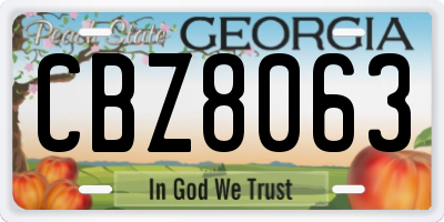GA license plate CBZ8063