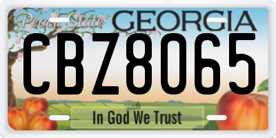 GA license plate CBZ8065