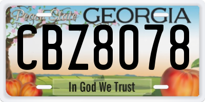 GA license plate CBZ8078