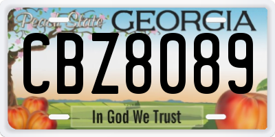 GA license plate CBZ8089