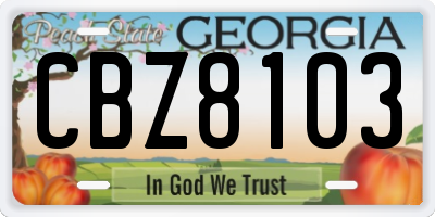GA license plate CBZ8103