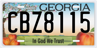 GA license plate CBZ8115