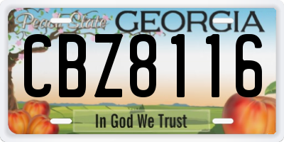 GA license plate CBZ8116