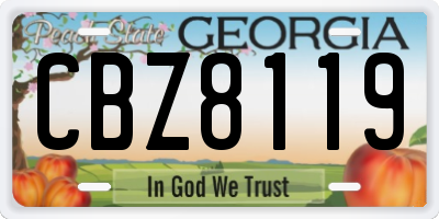 GA license plate CBZ8119