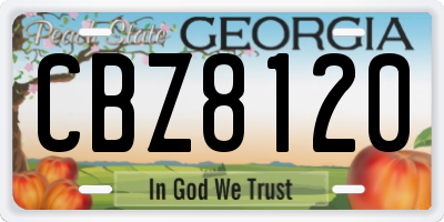 GA license plate CBZ8120
