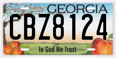 GA license plate CBZ8124