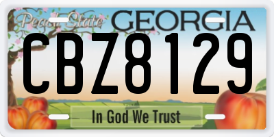 GA license plate CBZ8129