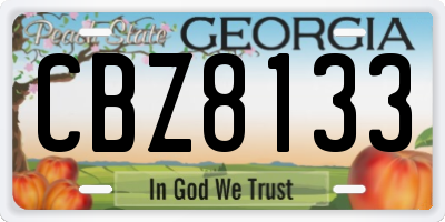 GA license plate CBZ8133