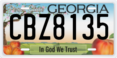 GA license plate CBZ8135