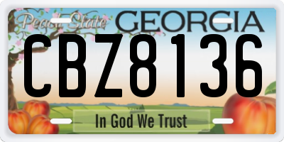 GA license plate CBZ8136