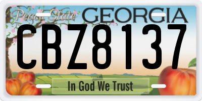 GA license plate CBZ8137