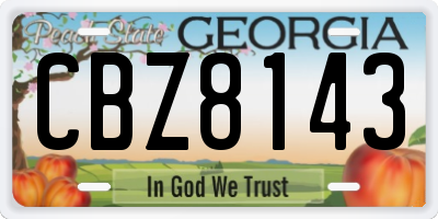 GA license plate CBZ8143