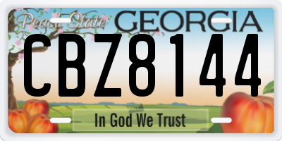 GA license plate CBZ8144