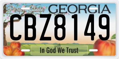 GA license plate CBZ8149