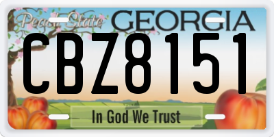 GA license plate CBZ8151